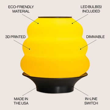 Honey Pot Minimalist Classic Plant-Based PLA 3D Printed Dimmable LED Table Lamp - JONATHAN Y